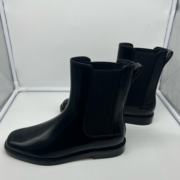 NEW EVERLANE The Chelsea Black Shine Leather Ankle Boots Booties sz 8 - Picture 8 of 14